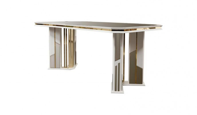 Suite de salle à manger de luxe Ensemble de salle à manger Coin repas Table à manger Chaises Beige 7 pièces