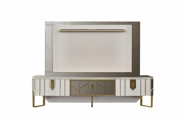 Meuble mural Buffet TV Meuble de télévision Meuble bas Blanc Salon Panneau Bois
