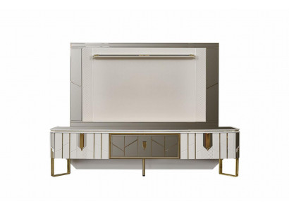 Meuble mural Buffet TV Meuble de télévision Meuble bas Blanc Salon Panneau Bois