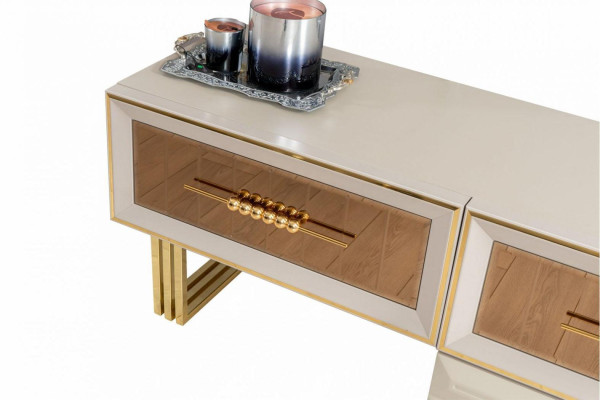 Élément mural Armoire TV Buffet bas Bahut Meuble TV Armoire murale Beige Moderne