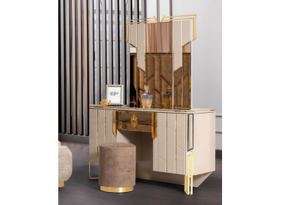 Coiffeuse Table de maquillage Miroir de coiffeuse Console de maquillage Table console beige