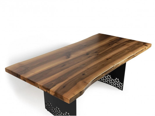 Table de luxe Marron acier inoxydable Design Tables à manger Bois Table à manger moderne nouvelle