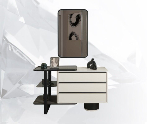 Coiffeuse Table console avec miroir Coiffeuse Moderne Bois Blanc