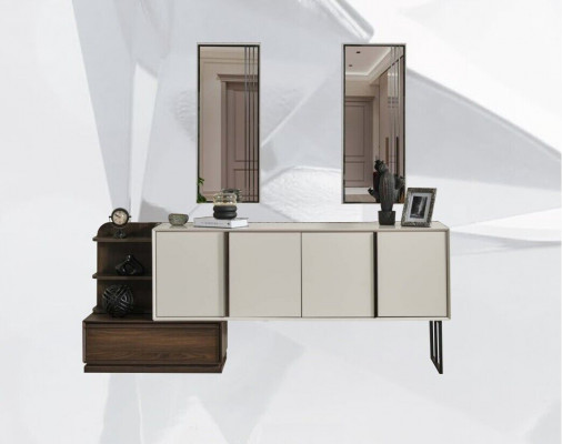 Armoire Buffet avec Miroir Groupe Buffet Moderne Commode Blanche