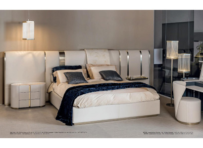 Chambre Lit Table de chevet avec tiroirs Mobilier Italien Ameublement 3 pièces