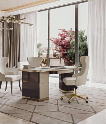 Bureau 2 chaises Fauteuil pivotant Salle d'étude Ensemble de meubles italiens 4 pièces