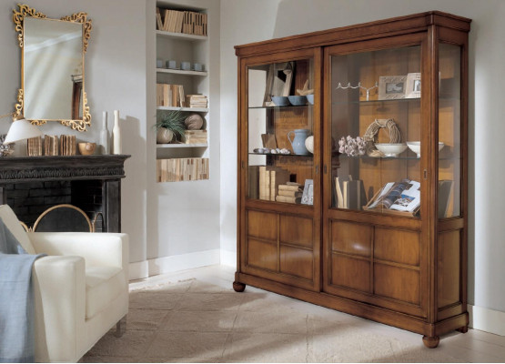 Salon Vitrine Armoire Livres Étagère Buffet Meubles classiques Étagères Bois