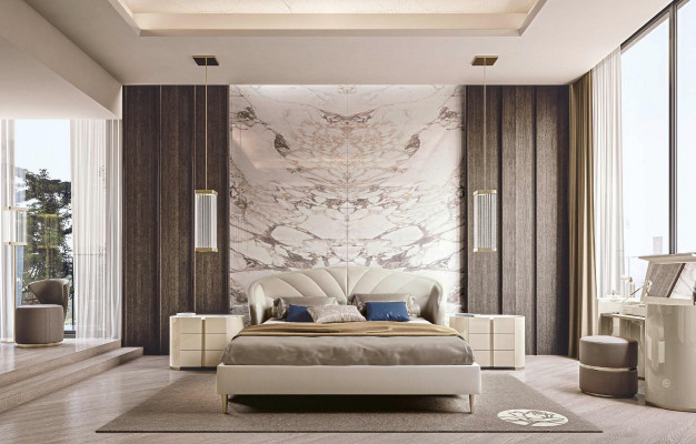 Coiffeuse avec miroir + tabouret Mobilier de chambre Table de chevet Design Bizzotto