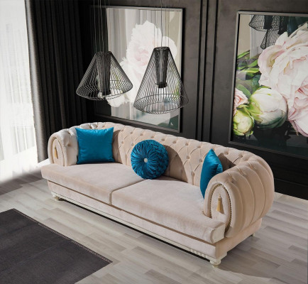 Ensemble de canapé beige 3+2+1 places Tissu de luxe Canapés élégants Mobilier stylistique
