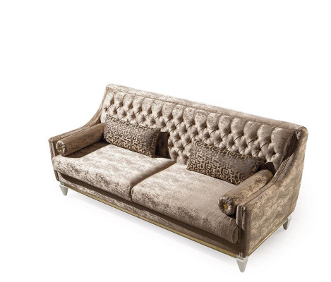 Ensemble de canapés Chesterfield beige 4+3 places Ensemble de fauteuils élégant