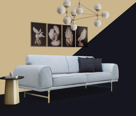 Ensemble de canapés noir et blanc 3 places + 3 places, élégant fauteuil une place sofas