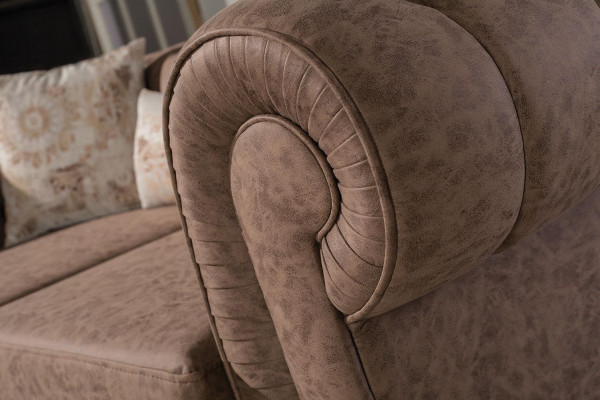 Blanc -Brown Chesterfield Groupe de sièges Canapés design Suite de luxe 3+2+1