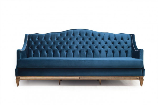 Moderne Canapé Chesterfield Bleu ensemble de canapé Designer Trois places Fauteuils de luxe