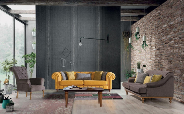 Canapé de salon moderne en tissu à 3 places设计者布满的沙发