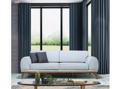 Canapé 3 places en cuir gris de designer de luxe pour salon