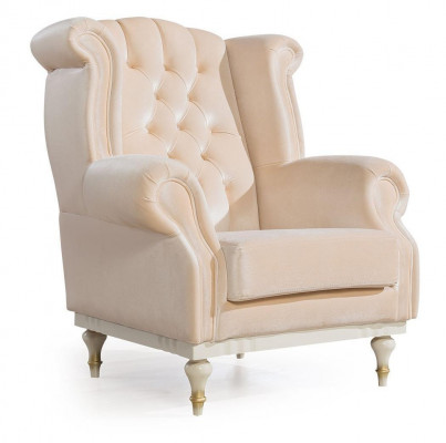 Fauteuil rétro blanc Chesterfield 1 place chaise de bar fauteuil de salon 1 place
