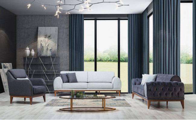 Gris Rembourrage Fauteuil à accoudoirs Unique Chaise Design Rembourrée