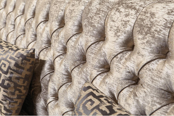 Beige canapé textile 3 places Chesterfield canapé 3 places en tissu rembourré 3 places