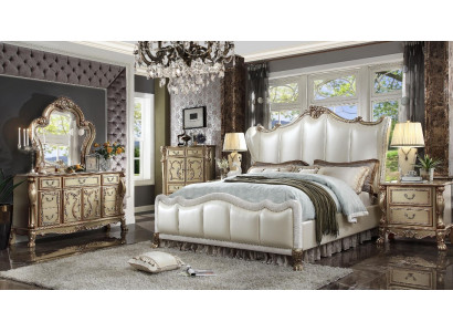 Ensemble de chambre royale Lit + 2 tables de chevet Lits en cuir Double Hôtel neuf