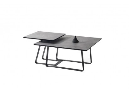 Groupe Table basse Table d'appoint Table basse Gris Ensemble de 2 pièces Table en bois