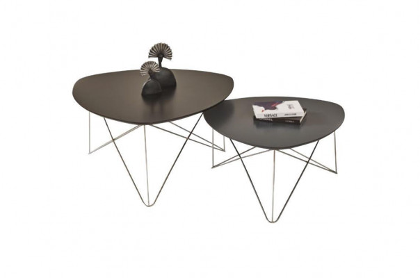 Groupe Table basse Table d'appoint Table basse Gris Ensemble de 2 tables Table en bois