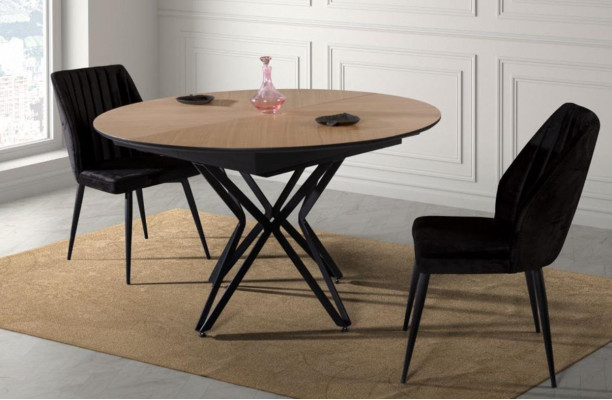 Table ronde de salle à manger extensible Table de cuisine moderne en bois Marron