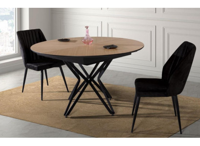 Table ronde de salle à manger extensible Table de cuisine moderne en bois Marron