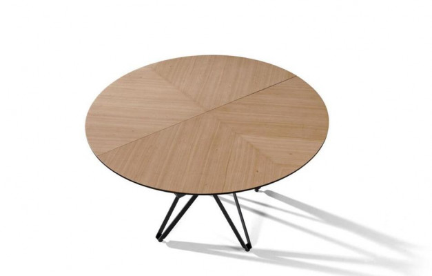 Table ronde de salle à manger extensible Table de cuisine moderne en bois Marron