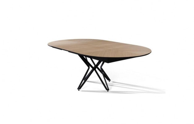 Table ronde de salle à manger extensible Table de cuisine moderne en bois Marron
