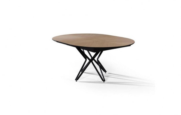 Table ronde de salle à manger extensible Table de cuisine moderne en bois Marron