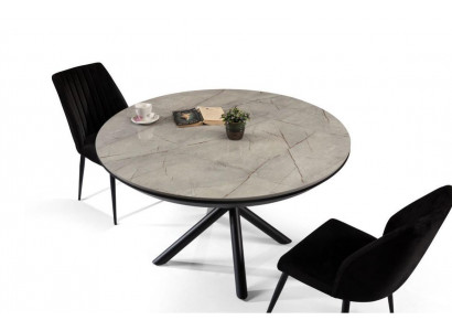 Table de salle à manger Table de salle à manger extensible Table ronde en bois gris Neuf