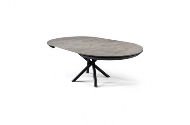 Table de salle à manger Table de salle à manger extensible Table ronde en bois gris Neuf