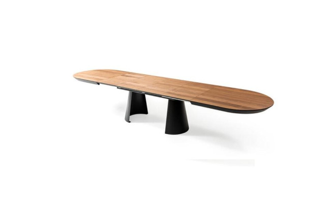 Table de salle à manger ovale Table de cuisine Extensible Design Bois Brun