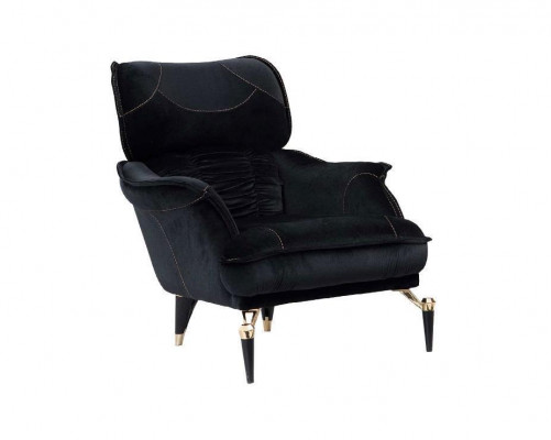Fauteuil parfaitement moelleux pour le salon Couleur noir Nouveau Textile de meuble de luxe.