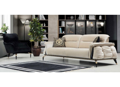 Ensemble de salon de luxe 2 pièces canapé 3 places avec fauteuil design moderne canapé