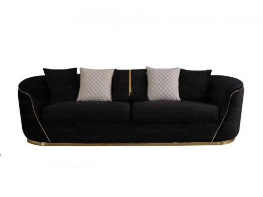 Designer Canapé 3 places en bois de luxe Tissu Mobilier rembourré Canapé Tissu