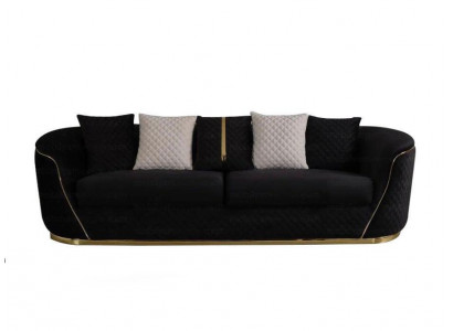 Designer Canapé 3 places en bois de luxe Tissu Mobilier rembourré Canapé Tissu