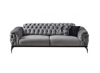 Canapé design 3 places Chesterfield Canapé Tissu canapés design Coussin de siège gris