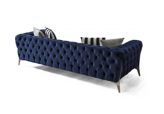 Canapé Chesterfield 3 places en velours bleu, meuble luxueux pour le salon Sofas