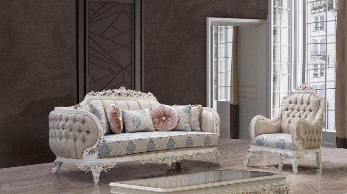 Canapé designer 3 places Chesterfield Luxe Tissu Canapés Canapés Tissu Textile Nouveau