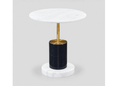 Table d'appoint en imitation marbre blanc de style rond de designer, table de rangement