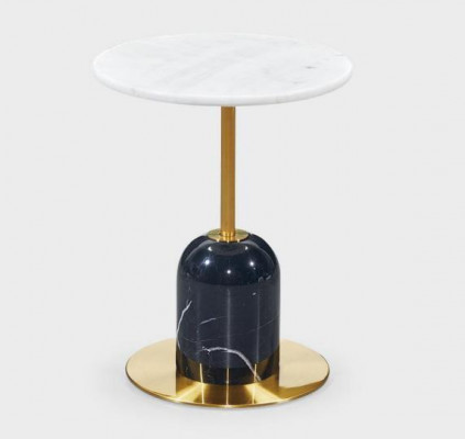 Table d'appoint en métal noir-blanc pour le salon, table de rangement ronde.