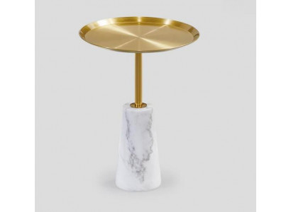 Table d'appoint blanche Table basse de designer Salon de luxe de meuble en métal.