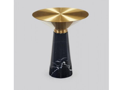 Table d'appoint de designer noir en acier inoxydable de luxe pour salon.