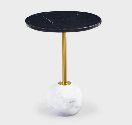 Table de salon moderne en métal noir mobilier Table d'appoint Marbre