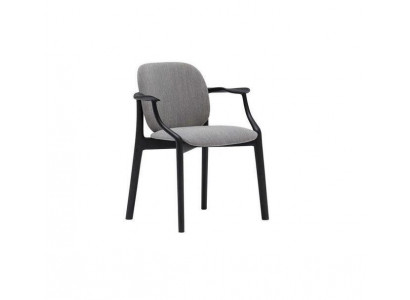 Chaise de salle à manger grise design Cadre en bois Accoudoirs Chaise rembourrée Meubles