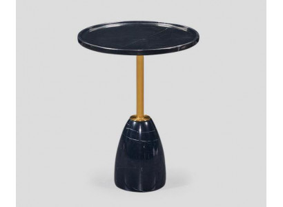 Table d'appoint noire élégante en marbre, table basse moderne luxueuse.