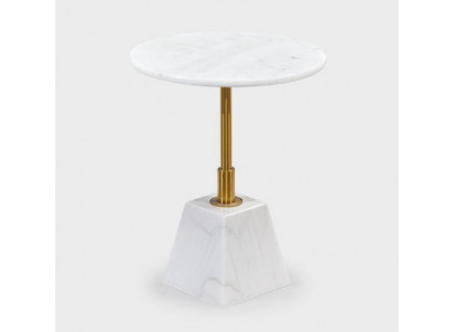 Table d'appoint dorée et blanche - Tables rondes en marbre élégantes pour le salon