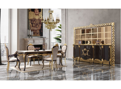 Ensemble de salle à manger de luxe Salle à manger Table de salle à manger Chaises Bois 10 pièces Marron Buffet