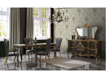 Salle à manger Ensemble de salle à manger de luxe Buffet Table à manger Chaises Bois 10 pièces Marron